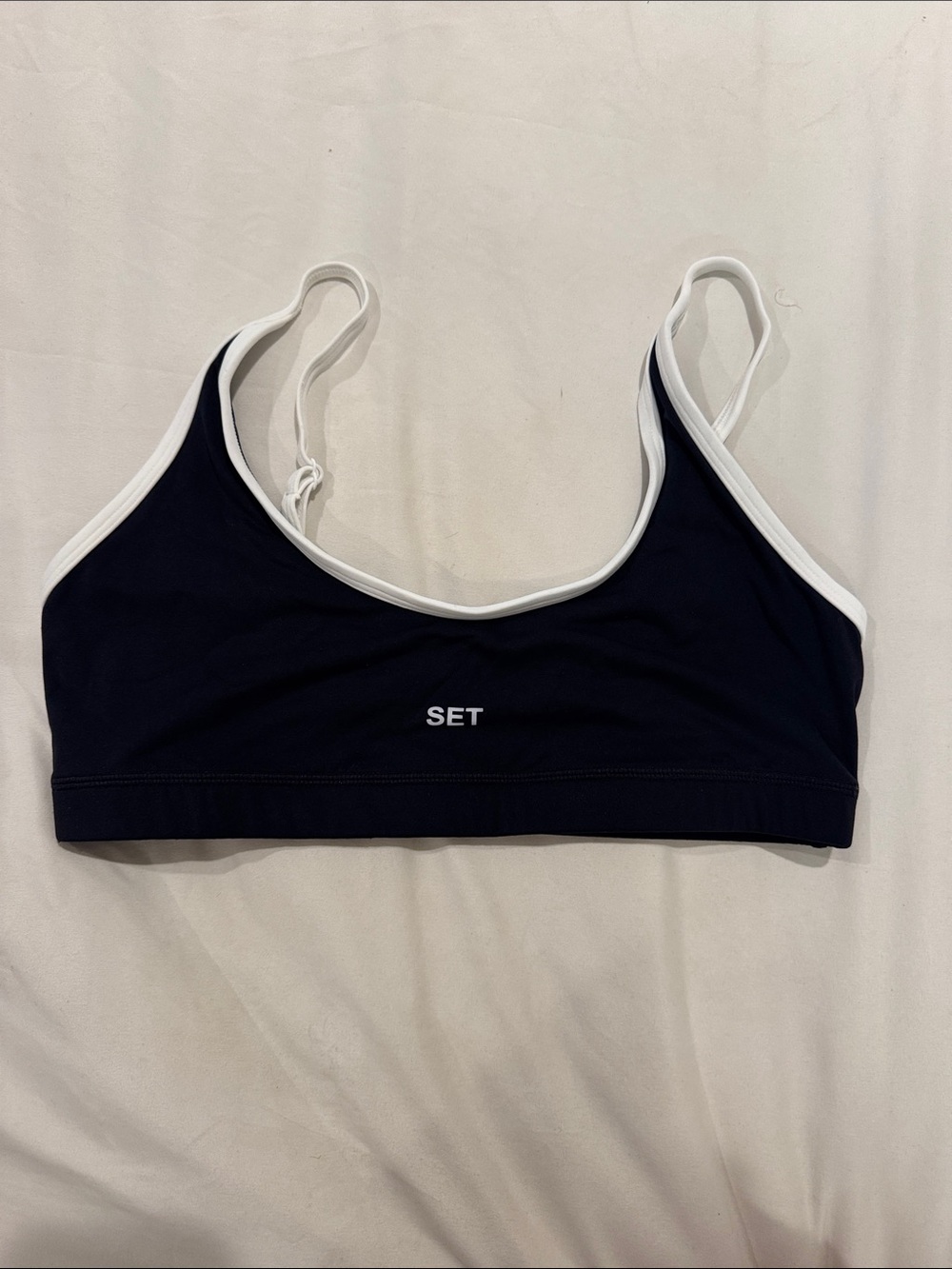 SET Active Airluxe Black and White Scoop Sports Bra